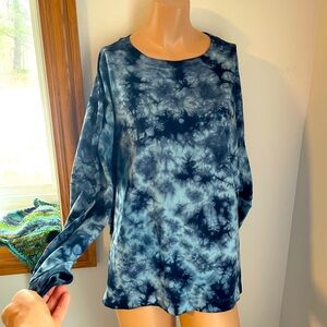Cotton! 2XL 27”PTP tie dye hippie crew neck t shirt long sleeve NWT